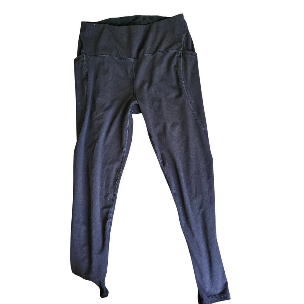 Apana Women's Black High Waisted Phone Pockets Athletic Leggings Size Large
